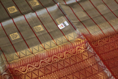 Steel Grey Soft Silk Saree With Maroon Pallu