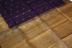 Deep Purple Soft Silk Saree With Brass Gold Pallu