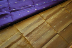 Deep Purple Soft Silk Saree With Brass Gold Pallu