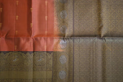 Light Coral Soft Silk Saree With Grey Pallu