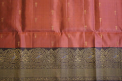 Light Coral Soft Silk Saree With Grey Pallu
