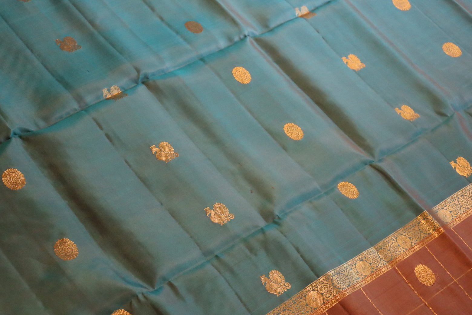 French Blue Soft Silk Saree With Mauve Pallu