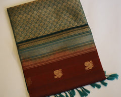 Deep Carmine Red Soft Silk Saree With Blue Pallu