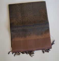 Rosy Brown Soft Silk Saree With Grey Pallu