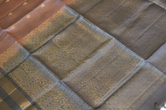 Rosy Brown Soft Silk Saree With Grey Pallu