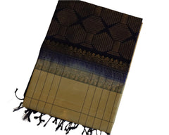 Cream Soft Silk Saree With Dark Blue Pallu