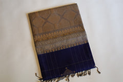 Persian Blue Soft Silk Saree With Grey Pallu