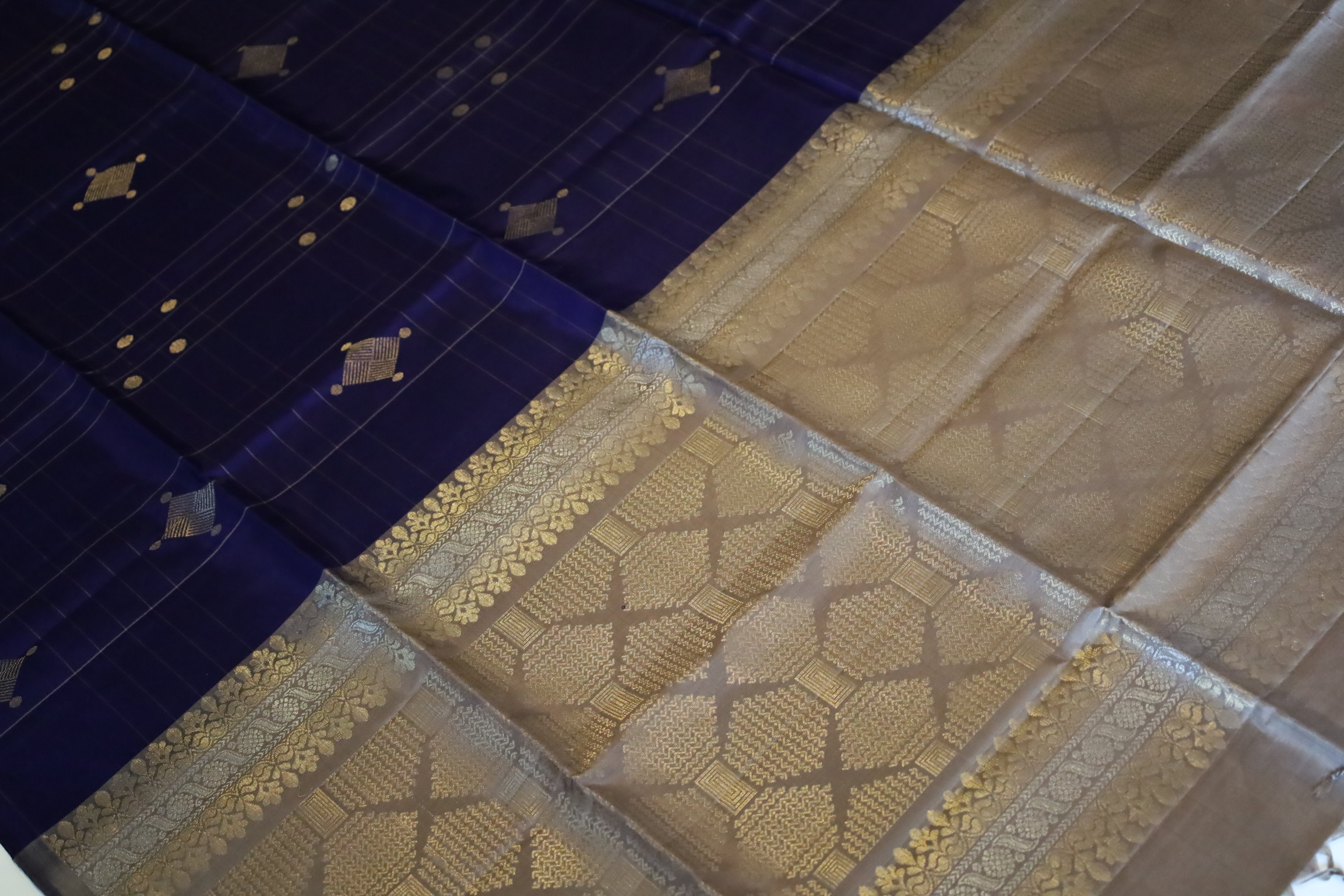 Persian Blue Soft Silk Saree With Grey Pallu