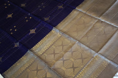 Persian Blue Soft Silk Saree With Grey Pallu
