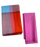 Multicolor Kanjivaram Saree with Rosy Pink Border