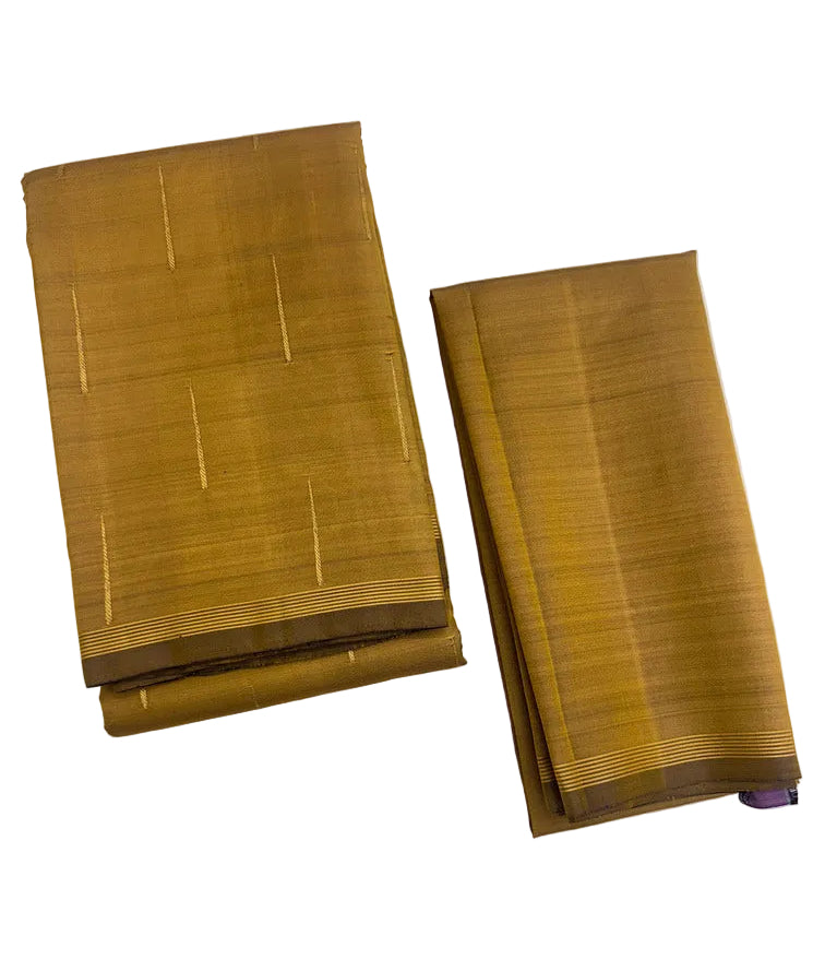 Bright Mustard Kanjivaram Saree with Gold Zari Border