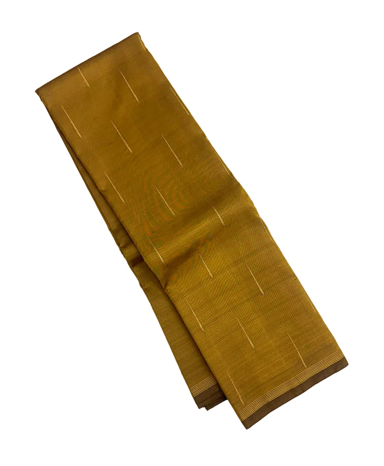 Bright Mustard Kanjivaram Saree with Gold Zari Border