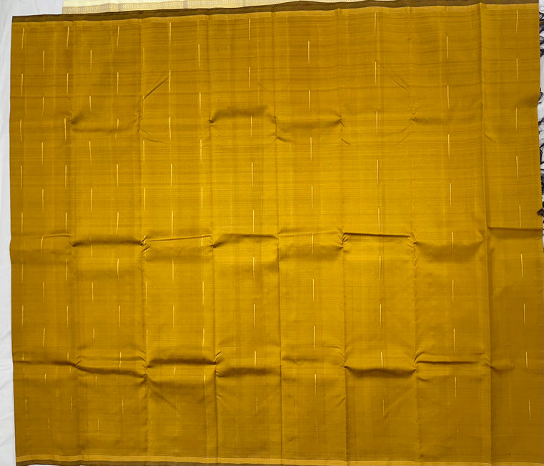 Bright Mustard Kanjivaram Saree with Gold Zari Border