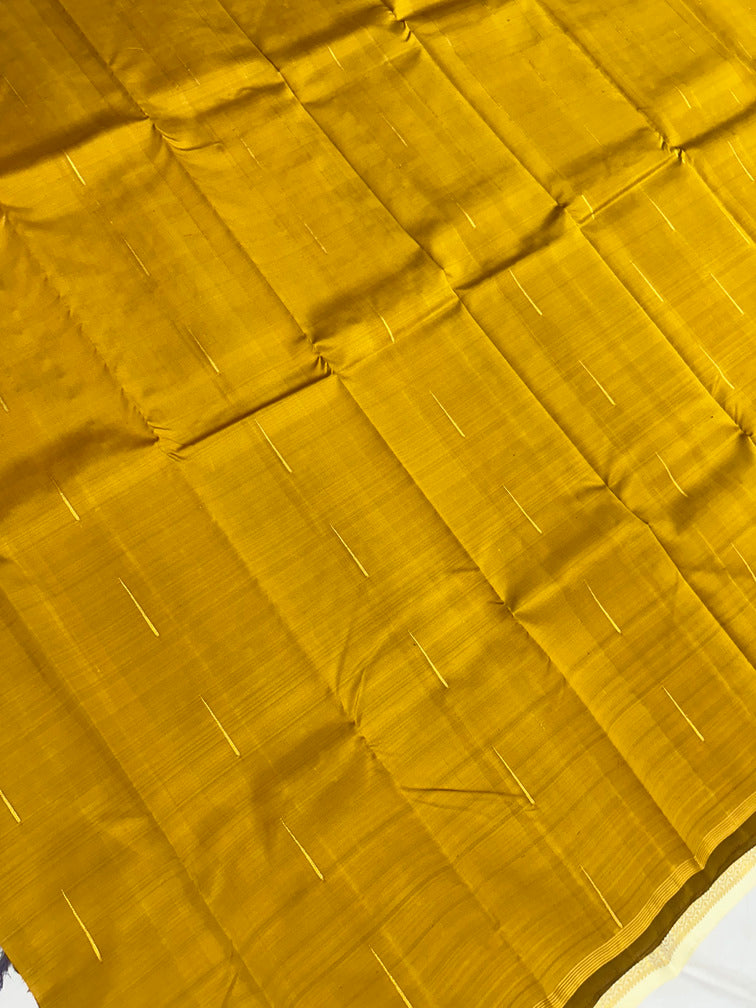 Bright Mustard Kanjivaram Saree with Gold Zari Border