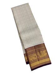 Off White Kanjivaram Saree with Maroon Border