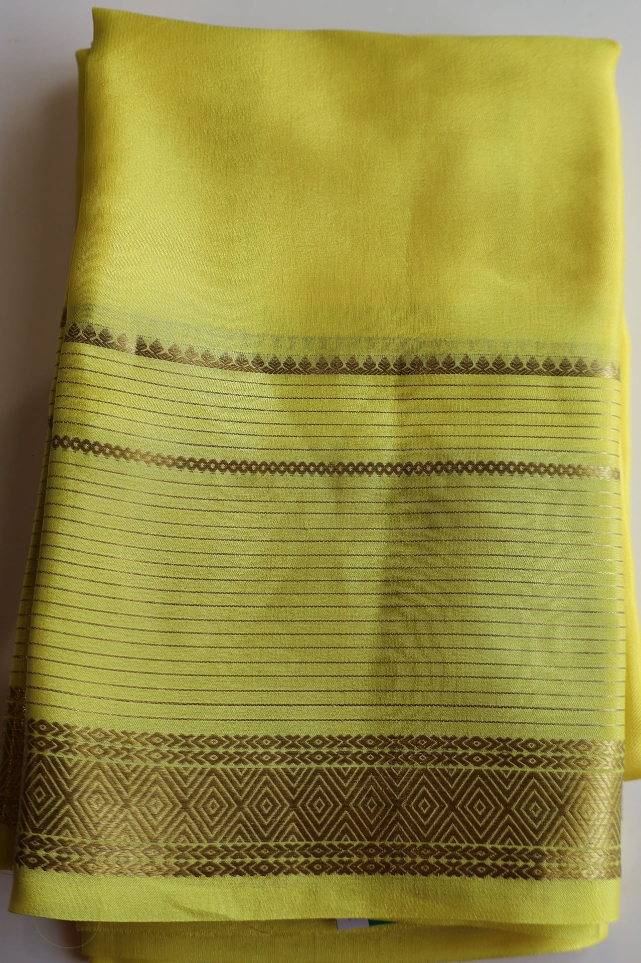 Yellow Color Mysore Silk Saree With Golden Border