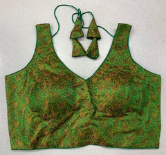 Leaf Green Benarasi Padded Blouse