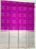 Rani pink geometric Soft Silk Saree with white Pallu