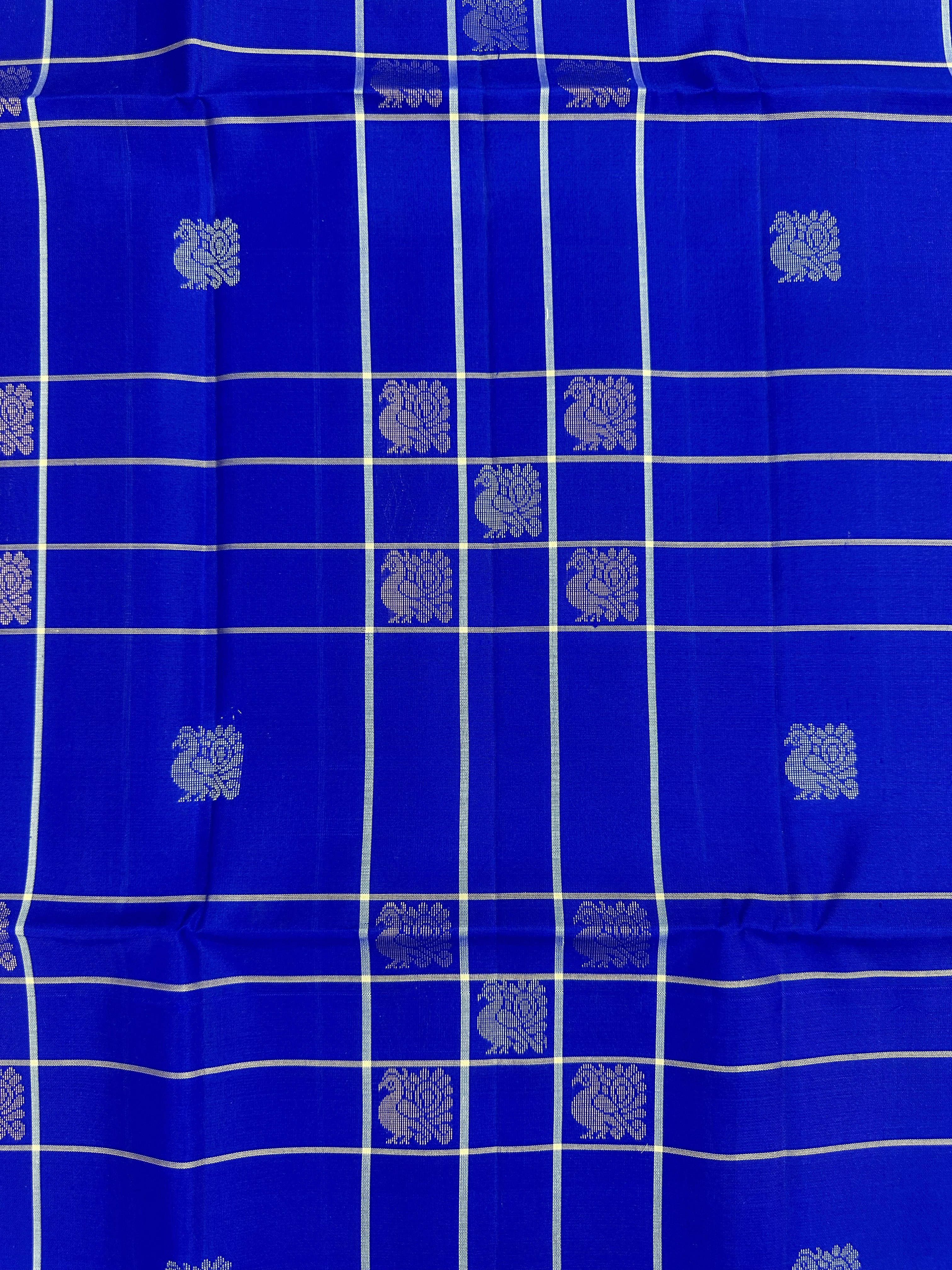 Royal Blue Saree with Light Grey pallu