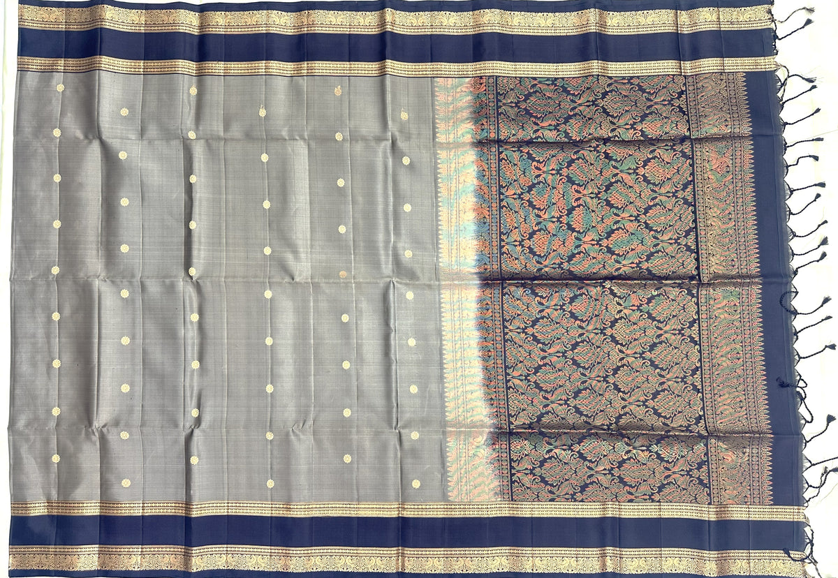 Moss Green Silk Saree with Coffee Brown