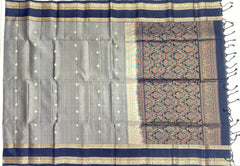 Moss Green Silk Saree with Coffee Brown