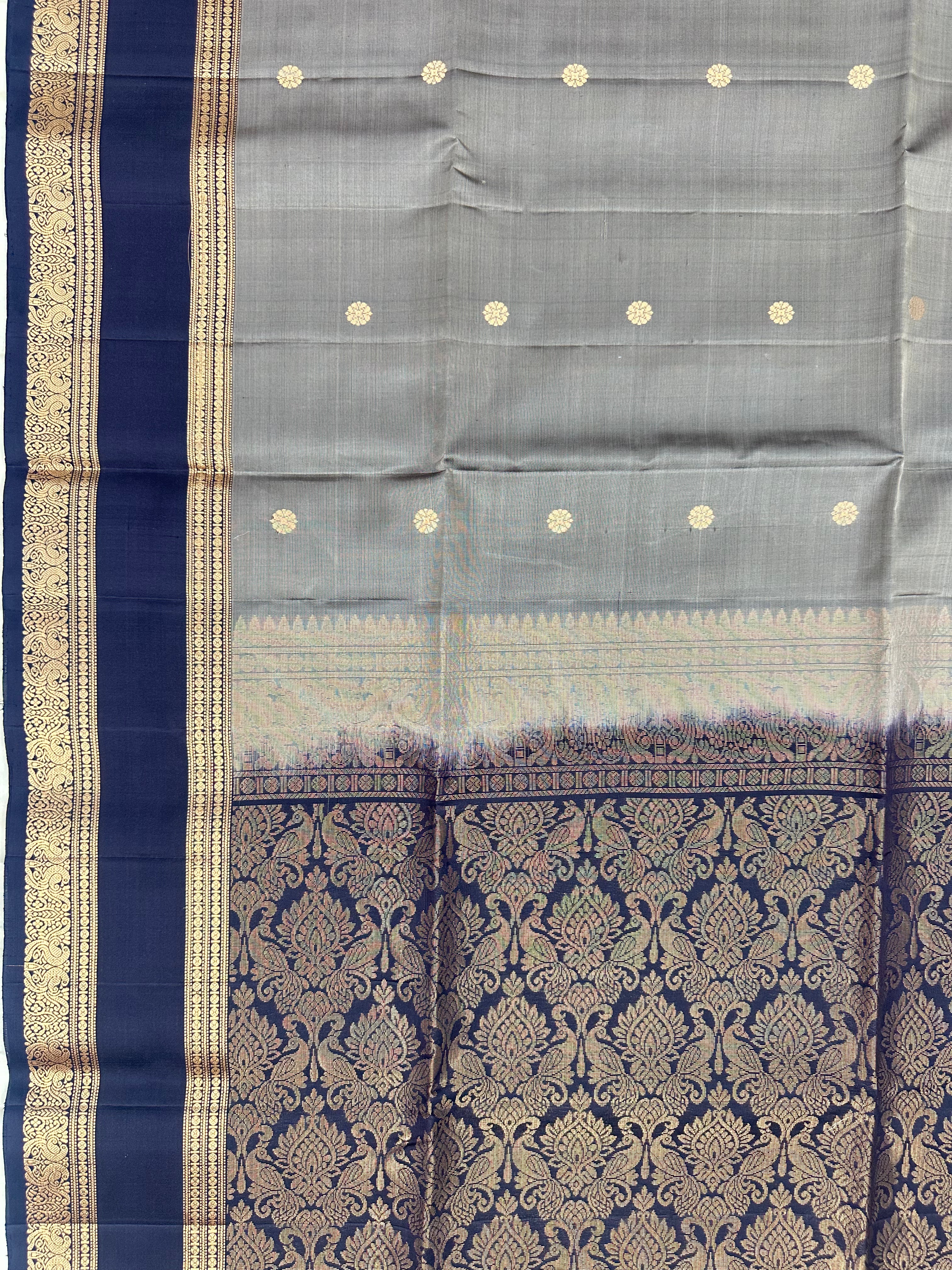Moss Green Silk Saree with Coffee Brown