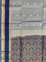 Moss Green Silk Saree with Coffee Brown