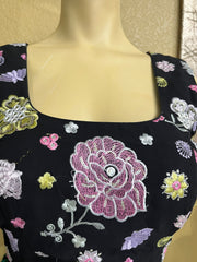 Black Floral embroidery  Sleeveless Blouse