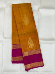 Pumpkin Orange Kanjivaram Saree With Mulberry Zari Pallu