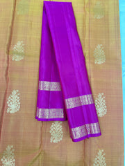 Mustard yellow Kanjivaram Saree With magenta pink Zari Pallu