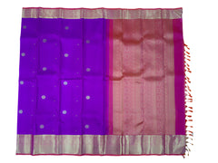 Indigo Kanjivaram Saree with Gold Zari Pallu