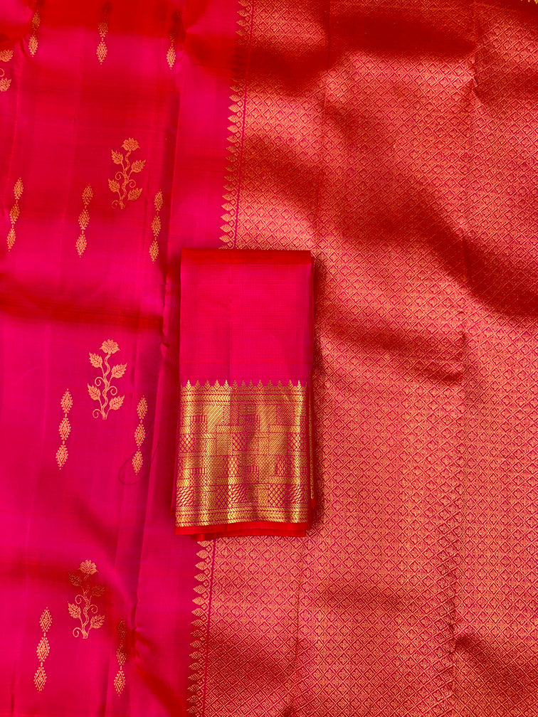 Cherry Red Kanjivaram Saree with Paprika Border