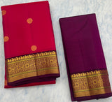Dark Pink Kanjivaram Saree with  Purple Zari Border
