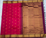 Dark Pink Kanjivaram Saree with  Purple Zari Border