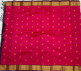 Dark Pink Kanjivaram Saree with  Purple Zari Border