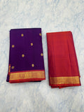 Deep Purple Kanjivaram Saree with  Crimson Red Border