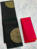 Dark Green Kanjivaram Saree with Emerald Red Pallu