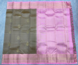 Moss Green Kanjivaram Saree with Baby Pink Border