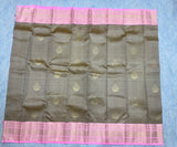 Moss Green Kanjivaram Saree with Baby Pink Border