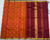 Rust Orange Kanjivaram Saree with Maroon Border