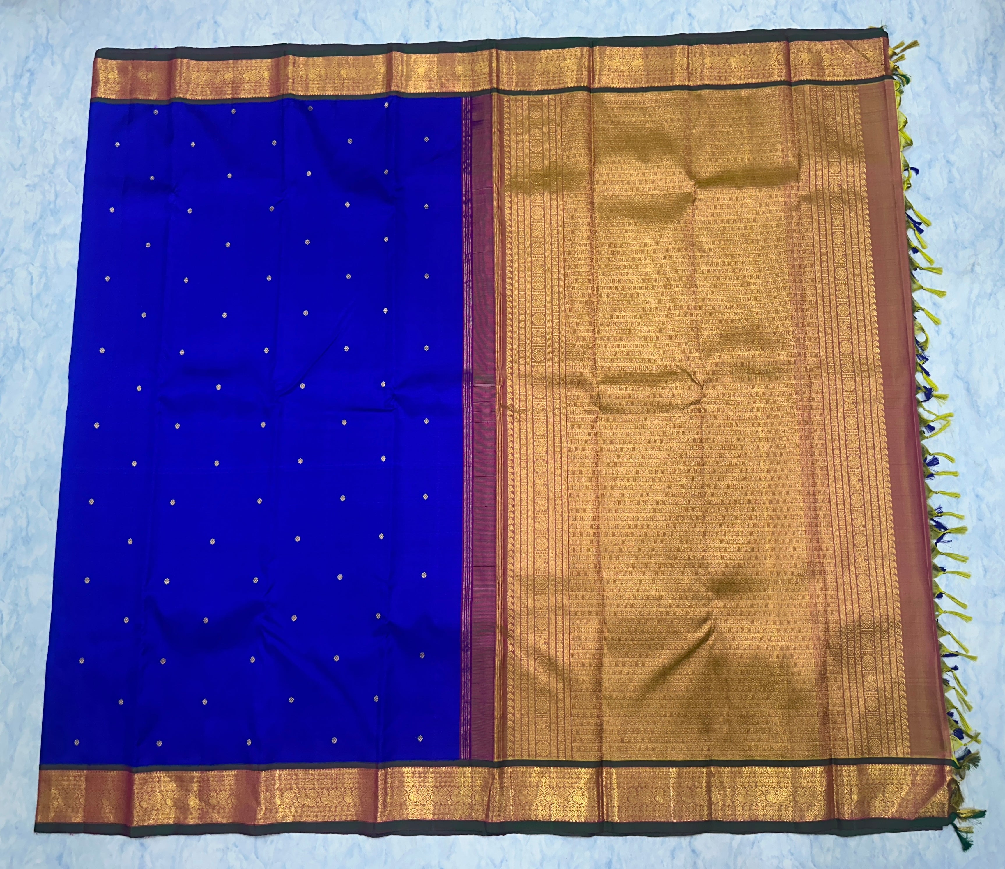 Royal Blue Kanjivaram Saree with Golden Zari Border