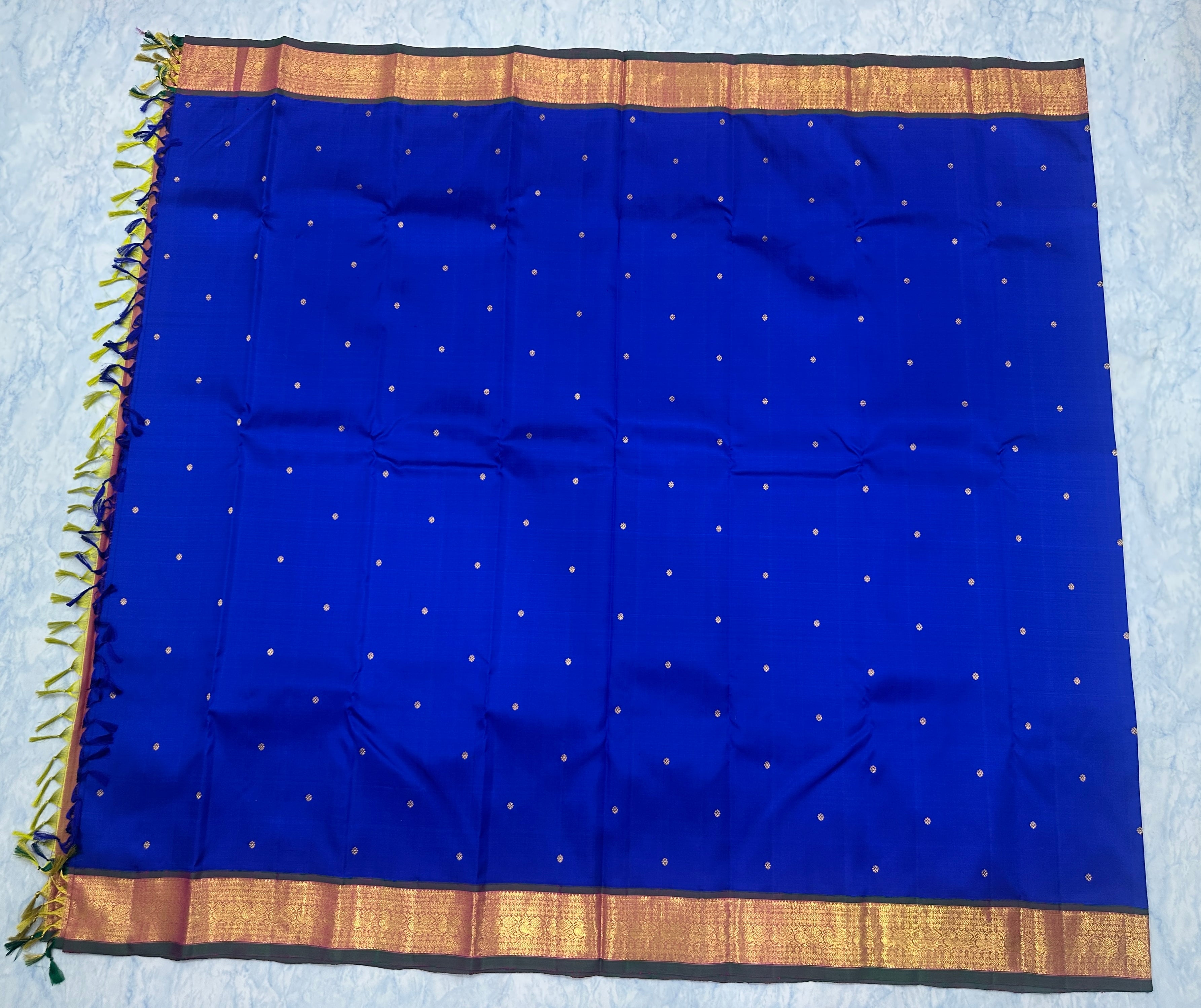 Royal Blue Kanjivaram Saree with Golden Zari Border