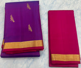 purple Kanjivaram Saree with Golden Zari Border