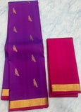 purple Kanjivaram Saree with Golden Zari Border