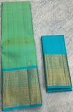 Mint Green Kanjivaram Saree with Golden Zari Border