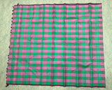 Mint Green with pink checks Kanjivaram Saree