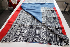 Midnight Blue with Black print Bengal Silk Saree