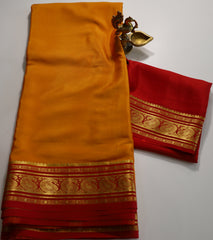 Yellow Mysore Pure Silk Saree With Red Border