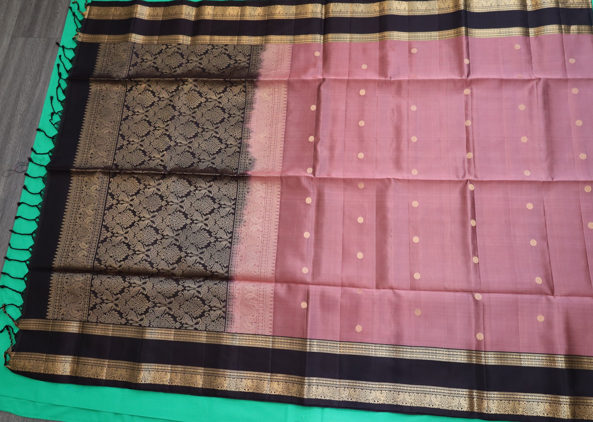 Dusty Rose Soft Silk Saree with Coffee Brown