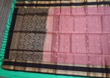 Dusty Rose Soft Silk Saree with Coffee Brown